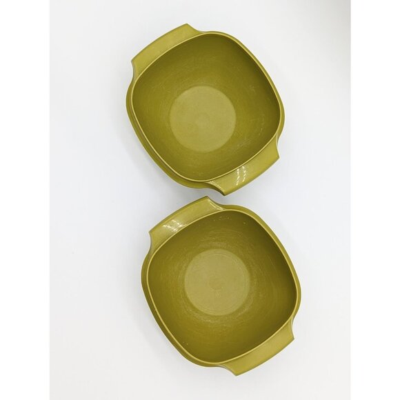 Vintage 1970's Tupperware 840 Olive Green Servalier 2 Bowl Set - Picture 2 of 5